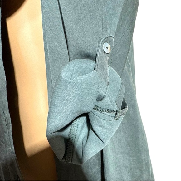 Soft Surroundings Womens Blouse Shacket Size M Roll Tab Green Pockets Casual - Picture 6 of 12